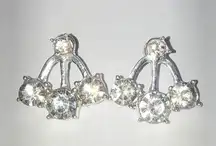 Elegant Silver Tone CZ Rhinestone Crystal Boho Earrings