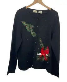 Classic Elements Woman Holiday Sweater Black Cardigan size 20-22W