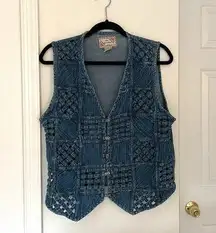 Vintage New Directions Denim Vest with Criss Cross Cutouts