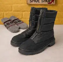 ENJOIYA Black Quilted Winter Boots Zip Front Insulated NWOB