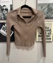 Brown zip up sweater