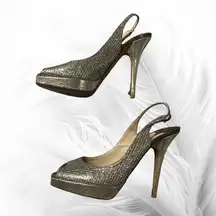 Jimmy Choo Nova Glitter Fabric Champagne Heels