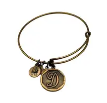 Alex and Ani Brass Bangle Expandable Letter D Bracelet