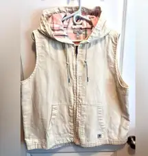 Ocean+Coast sleeveless rugged canvas and flannel hooded vest size XL