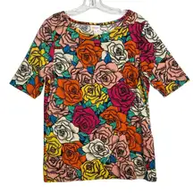 LulaRoe Women's Rose Art Gigi‎ Fitted Top - XL EUC