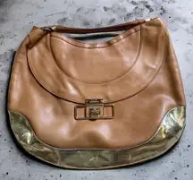 Authentic Anya Hindmarch Cooper hobo tote caramel gold leather