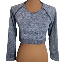 Gymshark hyper-amplify seamless long sleeve crop top in black marl size L