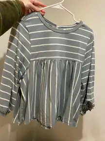 Boutique Blue / White Striped Babydoll Top