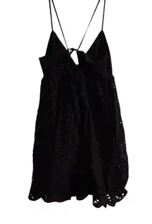 H&M Women's Black Sleeveless Eyelet Embroidery Dress Size M