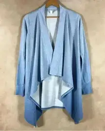 IDEOLOGY Women's Dip-Dye Waterfall Draped Open Front Cardigan, Blue, Small