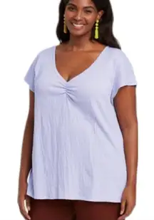 Ava Viv Women's Casual T-Shirt Short Sleeves V-Neck Levander Size 14W NWT