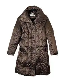 Hilary Radley Puffer Down Coat Size Small Shiny Brown