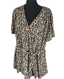#138 Plus Size Ava + Viv Leopard Crossover Top