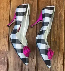 Andrea Pfister Couture rare vintage 90’s Black White Checkered Pump Heels Shoes