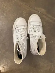 Custom all white platform leather converse women’s size 5.5