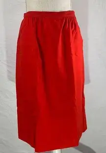 Vintage Wool Pencil Skirt Red Midi