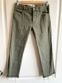 Nili Lotan Straight Leg Jeans Raw Hem Distressed Button Fly 0 USA Y2K Relaxed