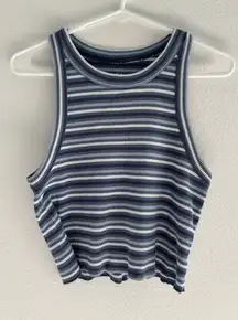 Aerie Womens Size Medium Navy White Stripe Cropped Power Tank Y2k‎ Boho 90s