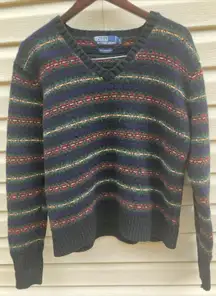 VTG Polo Ralph Lauren 100% Lambs Wool Sweater Women's M‎ Aztec Geometric
