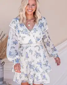 ✨2xHP✨Marlowe Blue Flower Ruffle Dress✨