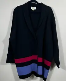 Tally Ho Vintage 100% Wool Cape Cardigan Women Color Block Sweater Women Size 2X