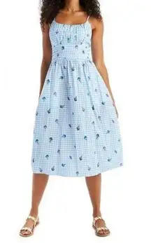 HVN Blue Lucy Strappy Cotton Ruched Dress with Ice Cream Print sz 2