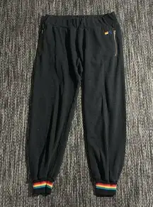 Aviator Nation Dark Gray Rainbow Prism Jogger Pants Size Large