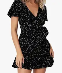 Relipop Black and White Polka Dot Wrap Dress Size XXL