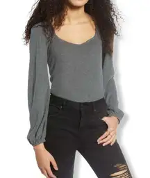 Project Social T grey square neck hacci tee M new