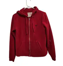 True Religion Classic Full Zip Hoodie Sweatshirt Graphic Print Casual Red Large