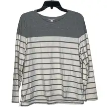Gap Colorblock Striped Tee Longsleeve Top‎ Slit Hem Cotton Crewneck Women Medium