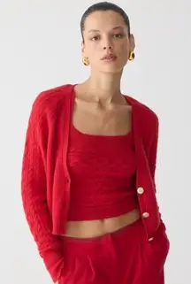 J.Crew Supersoft Cropped Cable-Knit Sweater-Tank Set in Cardinal Red Small
