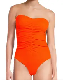 MILLY Cabana‎ Textured Ruched One Piece Orange NWT Sz P (XS)