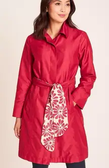 Zara Trench Coat Trench Jacket Belted Side Pockets Raspberry Pink Pleated Size S