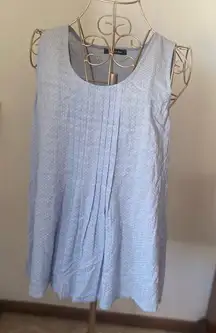 Doe & Rae blue and white top with pleated detail