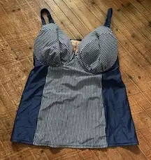 Cacique Swim navy striped pinup girl 38F tankini swim top