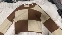 Cropped Brown and Tan Sweater 