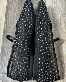 Madden NYC Rhinestone Diamond Mesh Mary Jane Black Ballet Jelly Flats Size 9