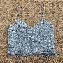 Skylar + Madison Blue and White Floral Crop Cami Top; Size M