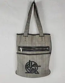 Diesel  Women's Tote Gray OS Plaid Check Leather Trim Double Strap Shoulder Bag