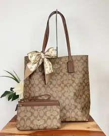 Coach NWT  Thea Tote Bag and Double Zip Wallet In Signature Canvas