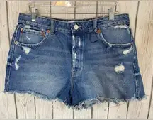 Zara The High Waist Shorts Distress‎ Cut Off Denim Size 10.