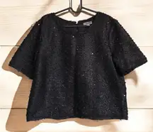 Chelsea 28 sequin crop top Women's Size L Large Dressy Work Party Blouse‎