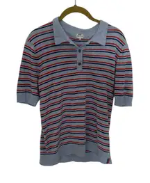 Kyle Striped Linen Blend Polo Shirt Small