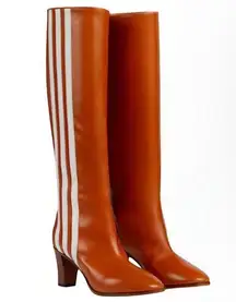 Gucci x Adidas Knee High Stripe Leather Boots Cognac size 37