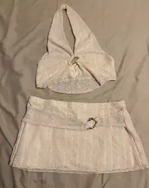 SHEIN Cream Skirt Set with Belt Detail