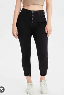 American Eagle NWT Black The Dream Jean Curvy High Rise Jegging Crop Size 00/24W