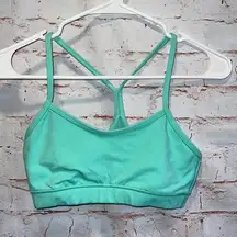 Lululemon sports Flow Y bra pullover no pads logo racer back aqua green yoga 4