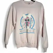 Jerzees size large 80s pink and white bunny ski crewneck sweatshirt