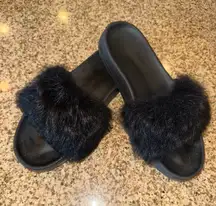 Ugg Royale Black Sheepskin Slides  